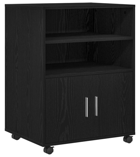 Cabinet polcokkal kerékkel Fekete tölgy 60 x 48 x 74.5 cm