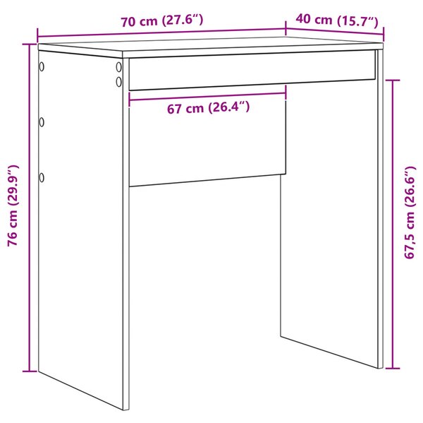 Íróasztal Fehér Szerelt fa 70 x 40 x 76 cm Egyszerű Íróasztal