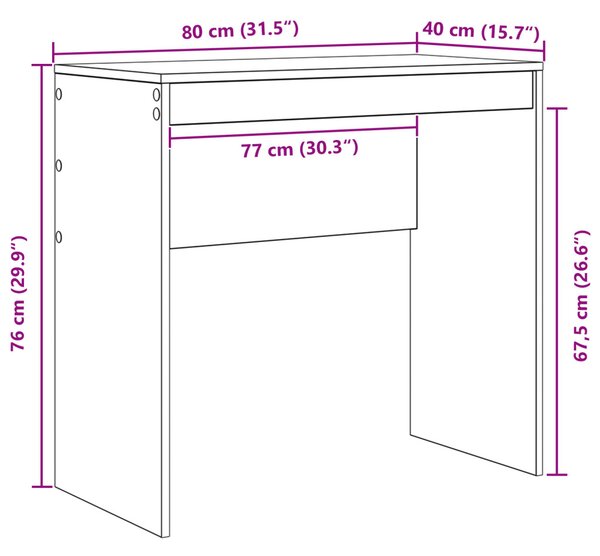 Íróasztal Tömör tölgy Mérnökfa 80 x 40 x 76 cm Íróasztal