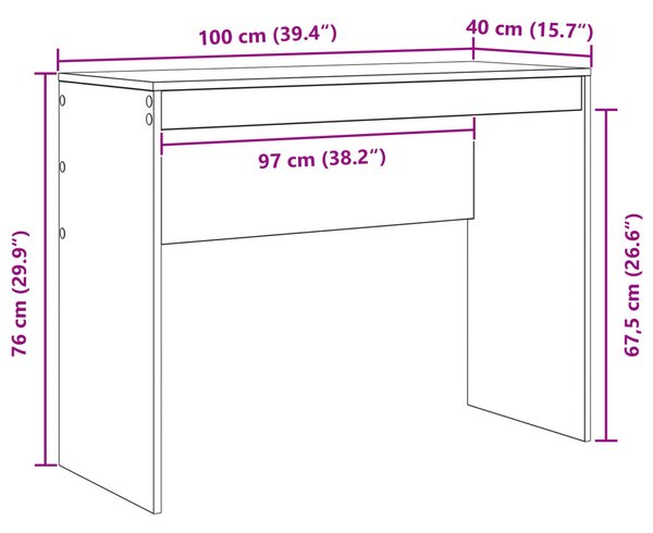 Íróasztal Füstölt tölgy Szerelt fa 100 x 40 x 76 cm