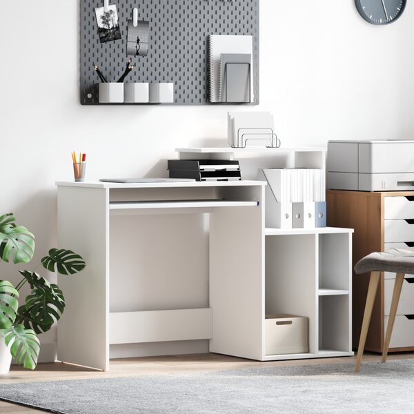 Íróasztal tárolóval Fehér 120.5x44x88.5 cm MDF