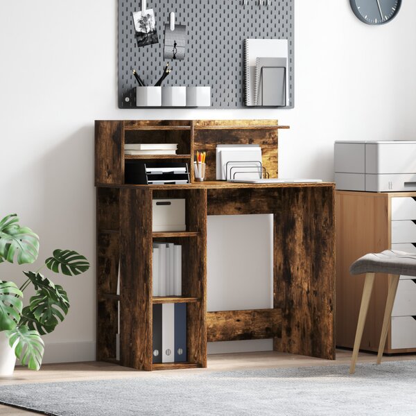 Asztal tárolóval Füstölt tölgy 90x48x101.5 cm Szerelt fa