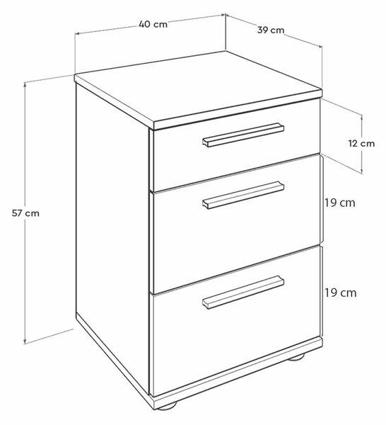 Hanah Home éjjeliszekrény fehér Kmd-530-Bb-1