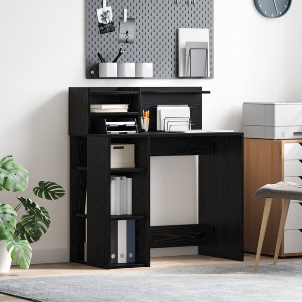 Íróasztal tárolóval Fekete tölgy 90x48x101.5 cm Szerelt fa