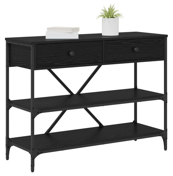 Konzol Asztal Fekete Tölgy 100x34.5x75 cm Mérnöki Fa