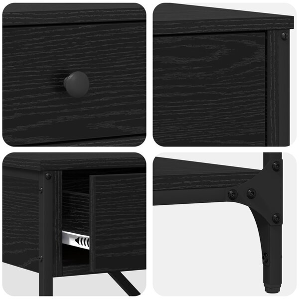 Konzol Asztal Fekete Tölgy 100x34.5x75 cm Mérnöki Fa