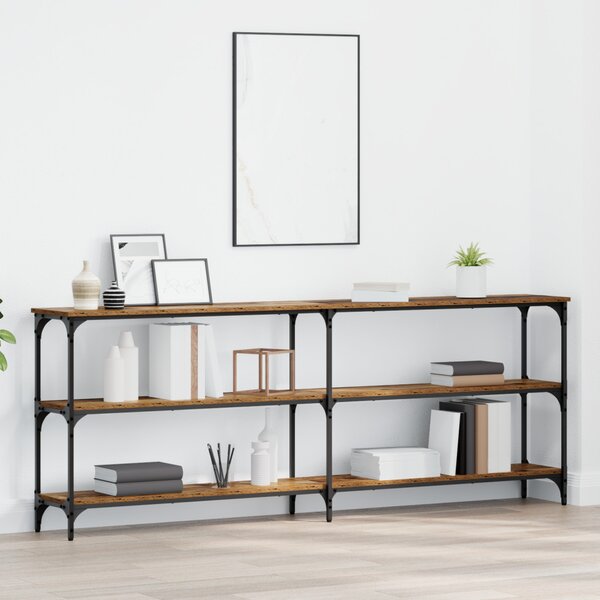 Konsole asztal Régi fa 200x29x75 cm Műgyanta fafából
