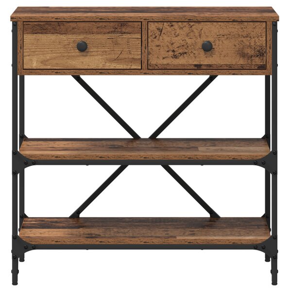 Konzolasztal fiókkal polcokkal Barna 75 x 34,5 x 75 cm faszínű
