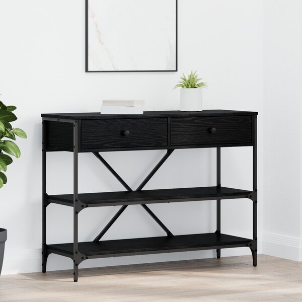Konzol Asztal Fekete Tölgy 100x34.5x75 cm Mérnöki Fa
