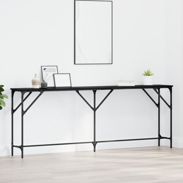 Konzol Asztal Fekete Tölgy 200x29x75 cm Összeszerelt Fa