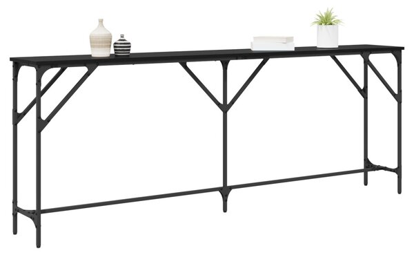 Konzol Asztal Fekete Tölgy 200x29x75 cm Összeszerelt Fa
