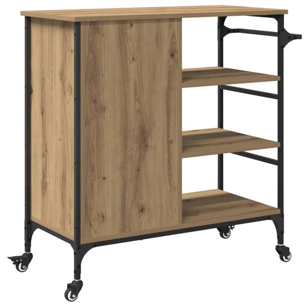 Konyhai Kocsi Tömör Tölgy 87.5x38.5x84.5 cm Szerelt Fa