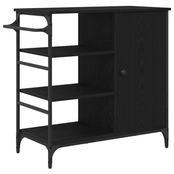Konyhai Kocsi Fekete Tölgy 87.5x38.5x84.5 cm Szerelt Fa