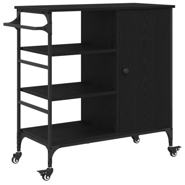 Konyhai Kocsi Fekete Tölgy 87.5x38.5x84.5 cm Szerelt Fa