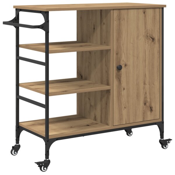 Konyhai Kocsi Tömör Tölgy 87.5x38.5x84.5 cm Szerelt Fa