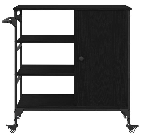Konyhai Kocsi Fekete Tölgy 87.5x38.5x84.5 cm Szerelt Fa