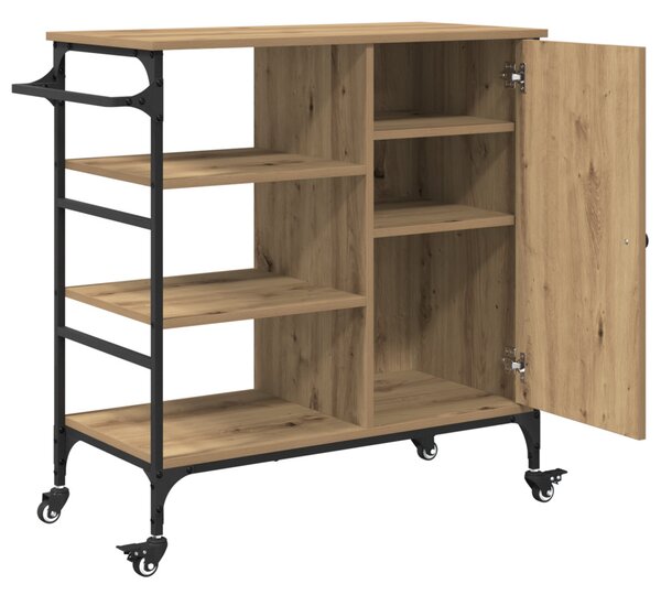 Konyhai Kocsi Tömör Tölgy 87.5x38.5x84.5 cm Szerelt Fa