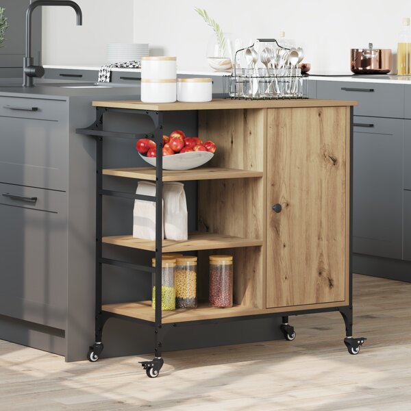 Konyhai Kocsi Tömör Tölgy 87.5x38.5x84.5 cm Szerelt Fa