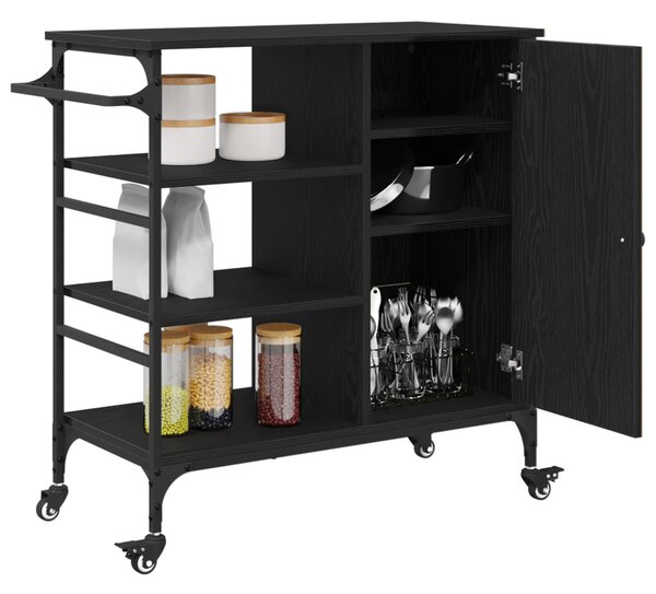 Konyhai Kocsi Fekete Tölgy 87.5x38.5x84.5 cm Szerelt Fa