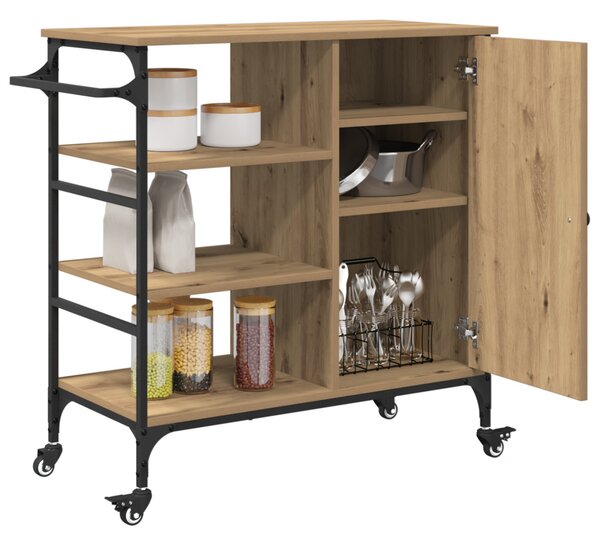 Konyhai Kocsi Tömör Tölgy 87.5x38.5x84.5 cm Szerelt Fa