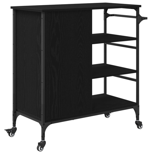 Konyhai Kocsi Fekete Tölgy 87.5x38.5x84.5 cm Szerelt Fa