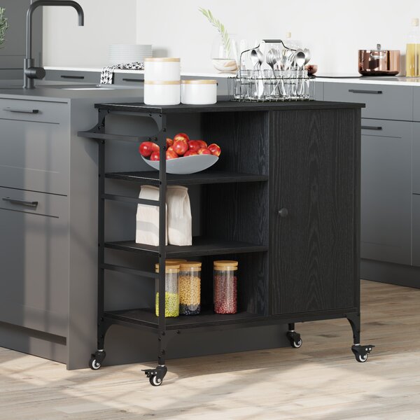 Konyhai Kocsi Fekete Tölgy 87.5x38.5x84.5 cm Szerelt Fa