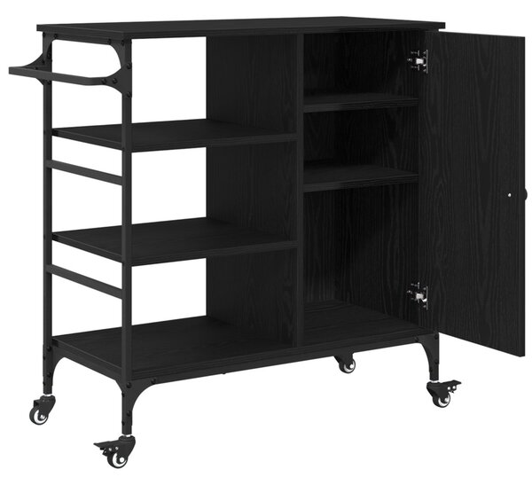 Konyhai Kocsi Fekete Tölgy 87.5x38.5x84.5 cm Szerelt Fa
