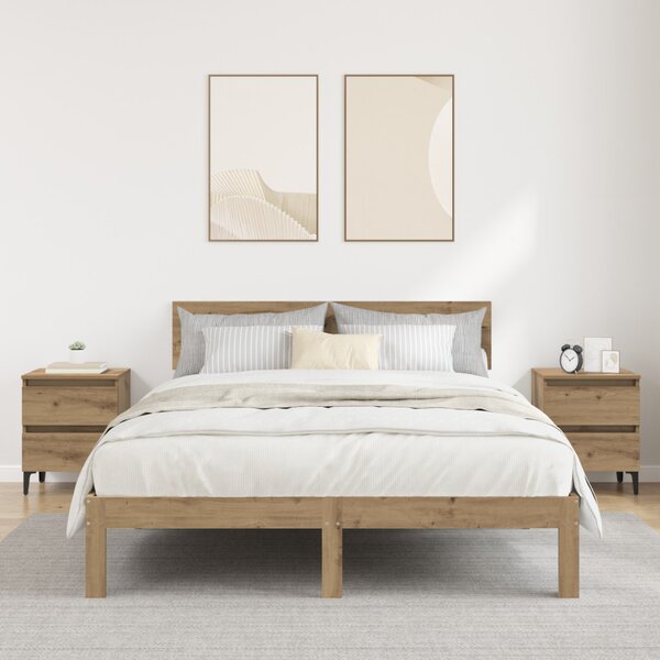 Éjjeliszekrény 2 pcs kézműves tölgy 40 x 35 x 50 cm Faanyag