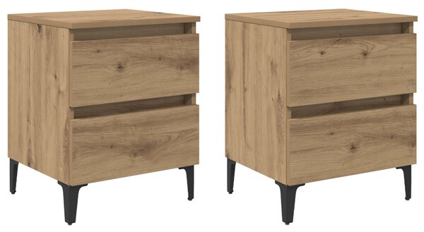 Éjjeliszekrény 2 pcs kézműves tölgy 40 x 35 x 50 cm Faanyag