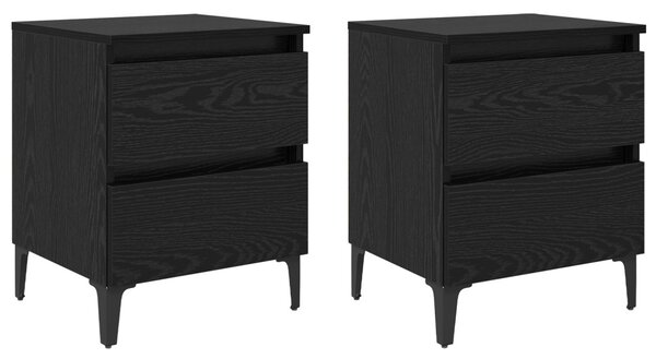 Éjjeliszekrény 2 pcs Musta tammi 40 x 35 x 50 cm Faanyag