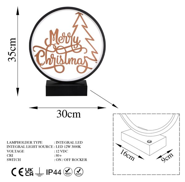 Opviq Asztali lámpa, fekete-réz, XMAS2