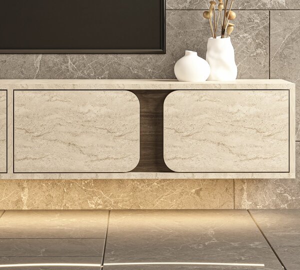 Hanah Home TV Stand Travertine Walnut Helen - Travertine, Walnut