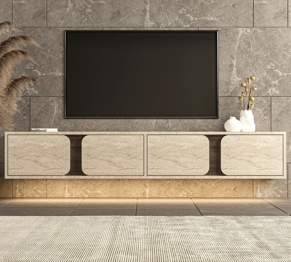 Hanah Home TV Stand Travertine Walnut Helen - Travertine, Walnut