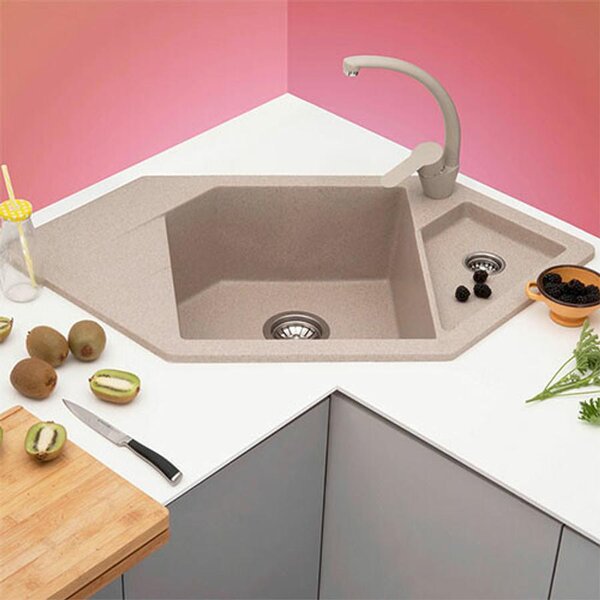 Diamond Metalac 372996 Gránit Sarok Mosogatótálca - Design, Grafit