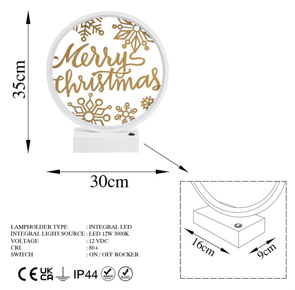 Opviq Asztali lámpa Fehér Arany XMAS13