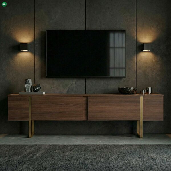 Hanah Home TV Stand Milano Walnut Gold Onera - Milano Walnut, Gold