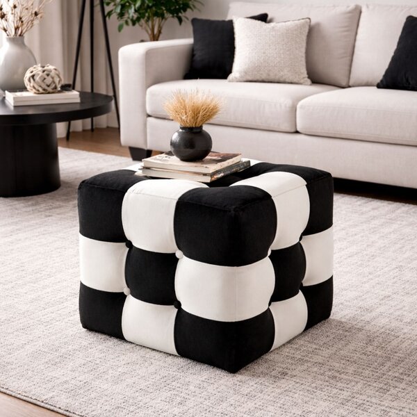 Atelier Del Sofa fekete-fehér patchwork puff
