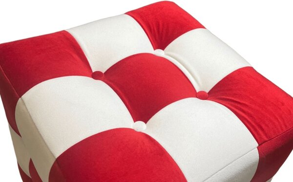 Atelier Del Sofa Puff, piros-fehér patchwork - piros, fehér