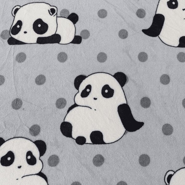 PANDA 180x200 cm szürke mikroplüss lepedő