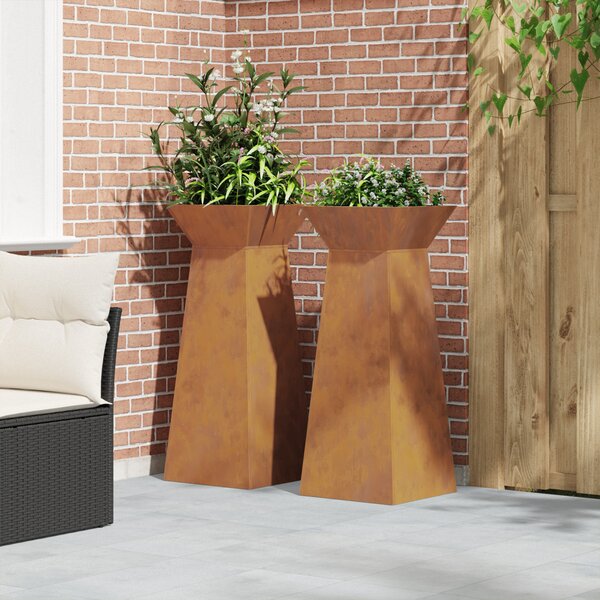 Pillér Ültető 2 pcs Ezüst 40 x 40 x 100 cm Időjárásálló acél