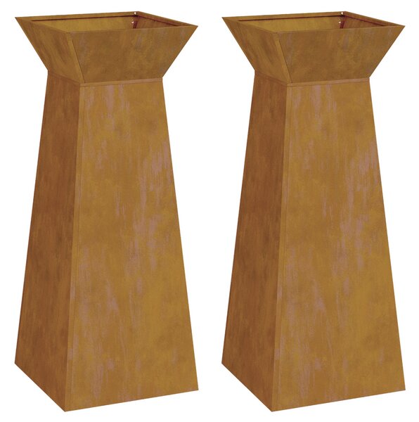 Pillér Ültető 2 pcs Ezüst 40 x 40 x 100 cm Időjárásálló acél