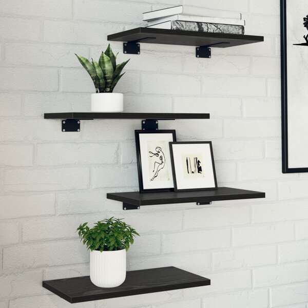 Polcos könyvespolc 3 szintes 4 db 40 x 20 x 1,5 cm Szerelt Fa