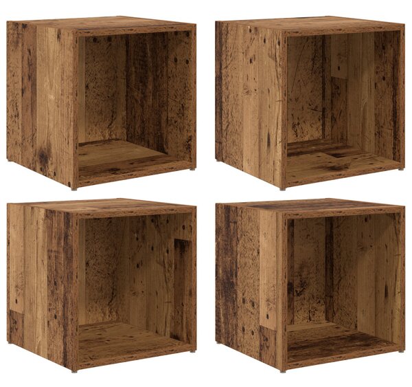 TV szekrények - 4 db régi fa - 37 x 35 x 37 cm - Mérnöki fa