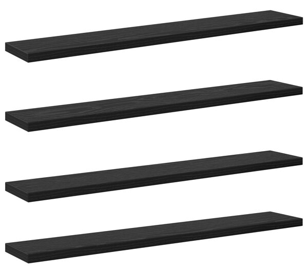 Polcos könyvespolc 4 pcs Fekete 60 x 10 x 1,5 cm Faanyag