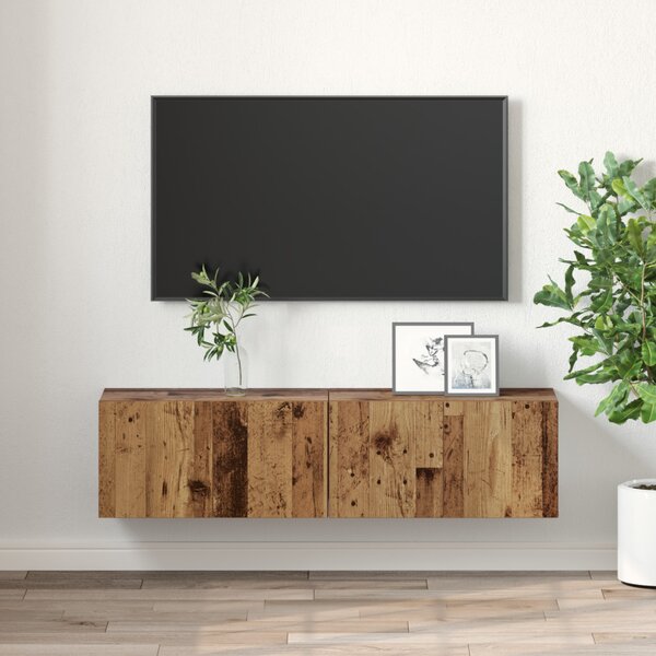 TV Szekrény Szett Régi Fa Tömör Újrahasznosított Fa Közepes