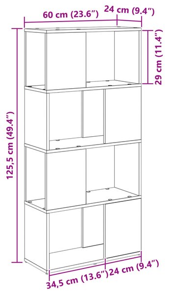 Tárolóegység Régi fa MDF 60 x 24 x 124 cm Tárolóegység