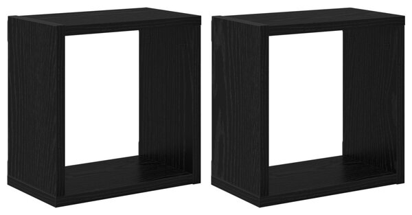 Falpolcok polcokkal Falra szerelhető 2 pcs Fekete tölgy Faanyag