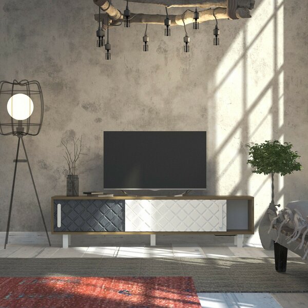 Hanah Home TV Stand Oak White Anthracite Rob - Ud, White, Anthracite