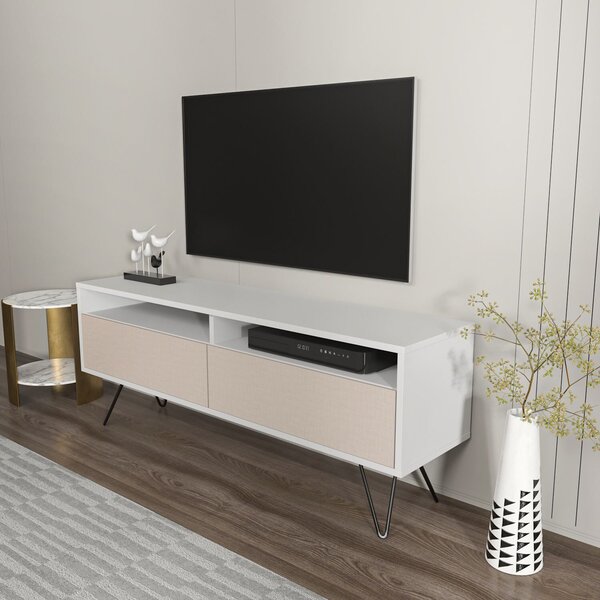 Hanah Home TV állvány, fehér, bézs Flay - fehér, bézs