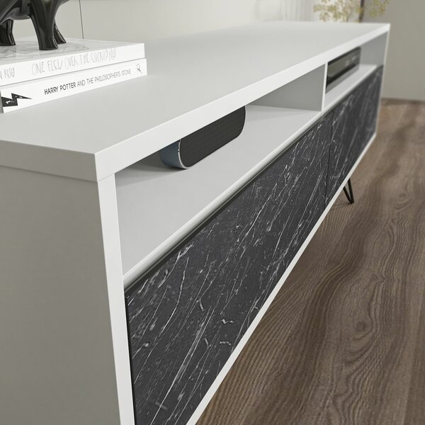 Hanah Home TV Stand White Bendire Flay - White, Bendire